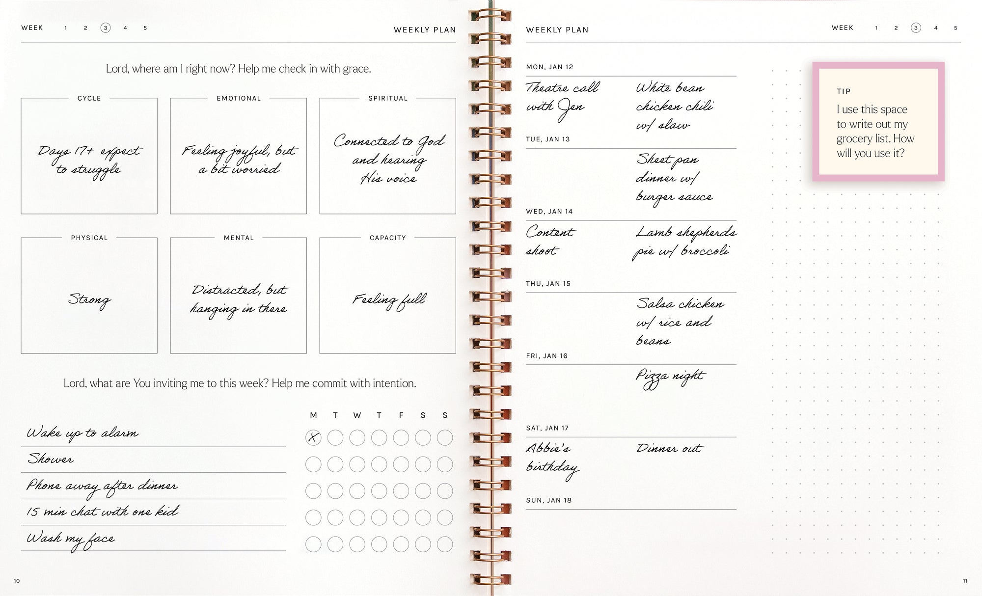 Weekly Plans: Check in Before you Pour Out