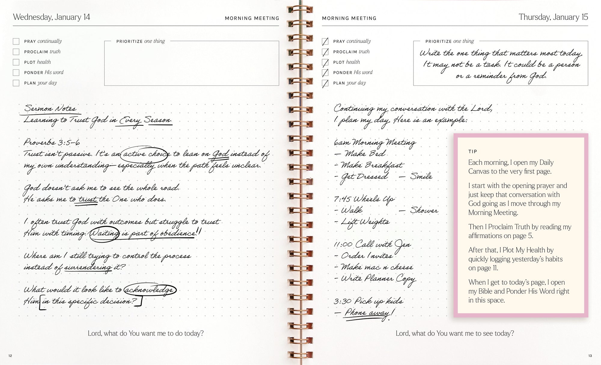 Daily Plan: Morning Meeting with Jesus